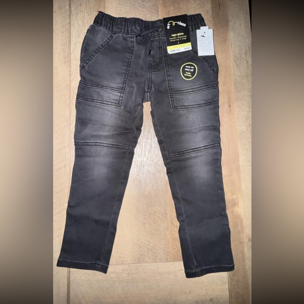 art class Black Kids Stretch Jeans with Knee Panel Detail